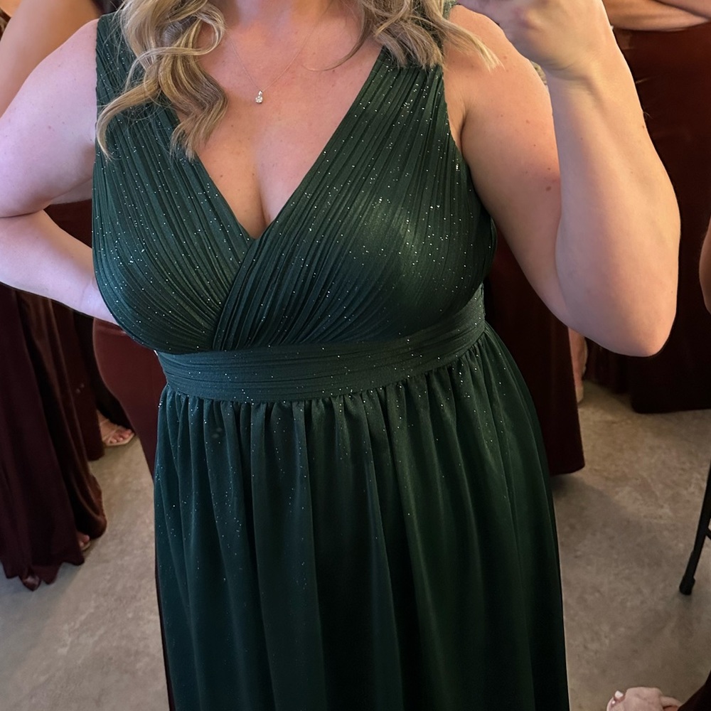 Ever Pretty - Dark Green - Sparkly Floor Length, A Line Evening Dress - Size 14